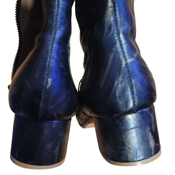 Gee WaWa Anthropologie Distressed Black & Gold Lava Ankle Boots Boho Steampunk - Picture 3 of 11